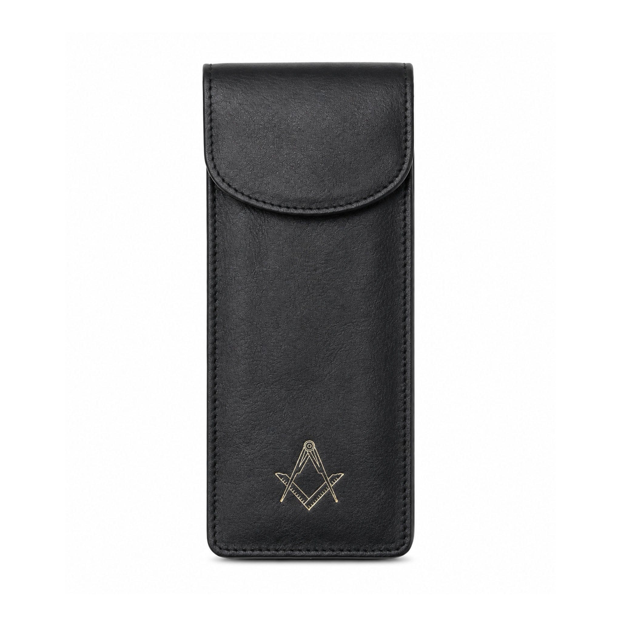 Black Leather Masonic Double Glasses Case